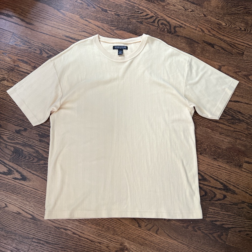 Vintage 90s Structure Men's Short Sleeve Tee in Yellow Made in USA Soft Cotton